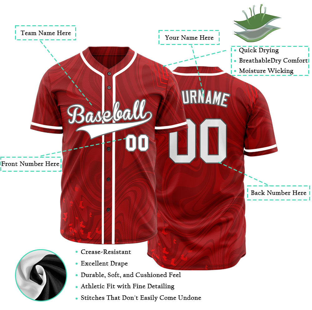 Custom Dark Red Curve Baseball Jersey