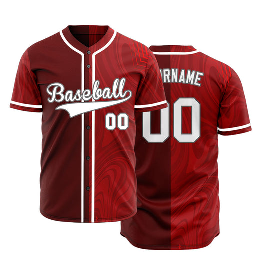 Custom Dark Red Curve Half Baseball Jersey
