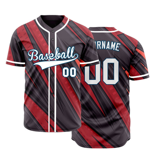 Custom Dark Red Dark Brown Lines Baseball Jersey