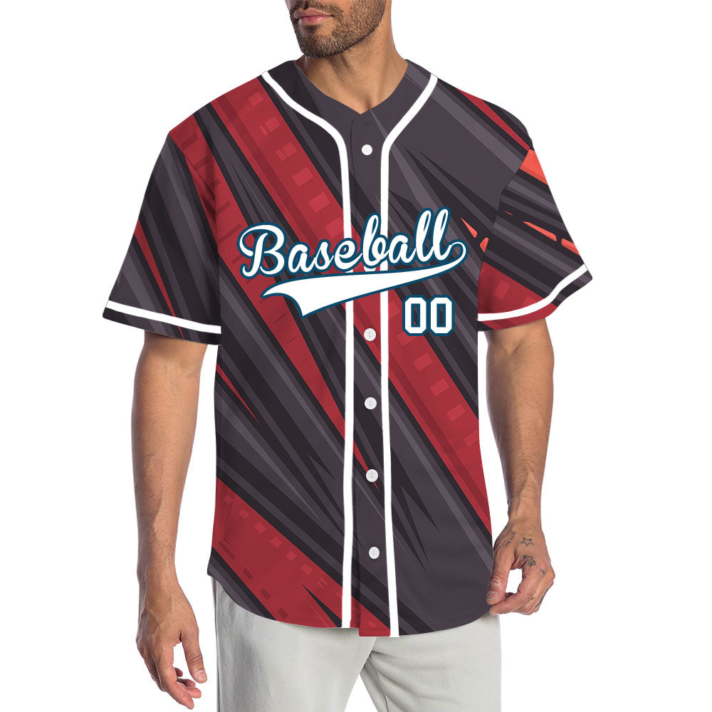 Custom Dark Red Dark Brown Lines Baseball Jersey