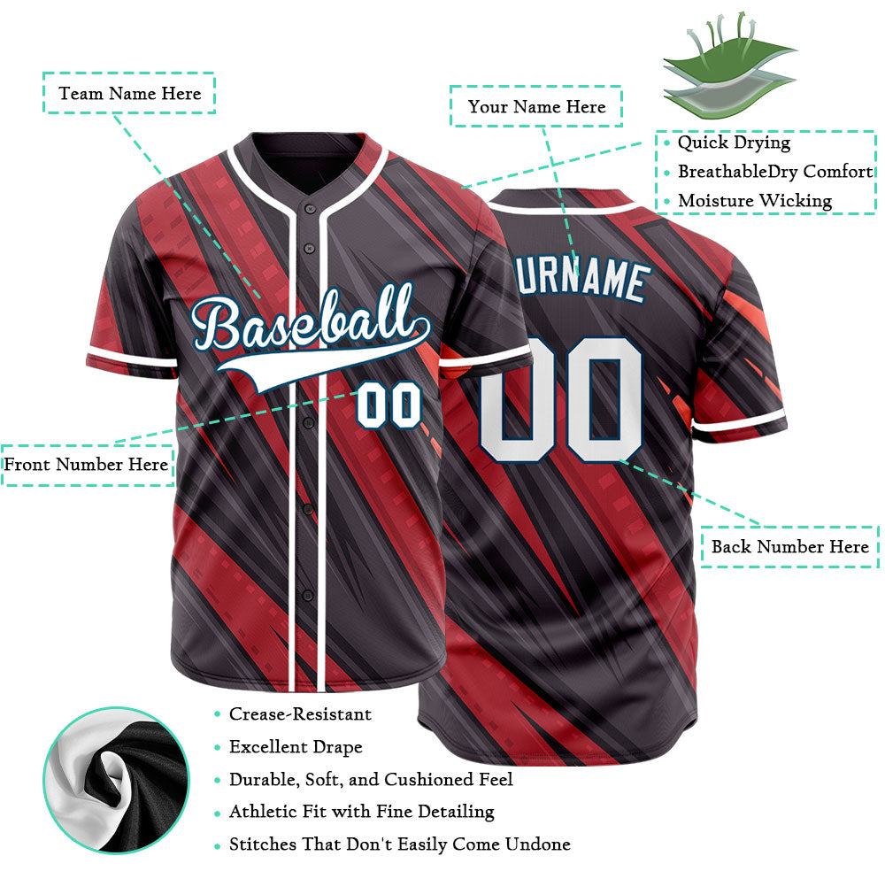 Custom Dark Red Dark Brown Lines Baseball Jersey