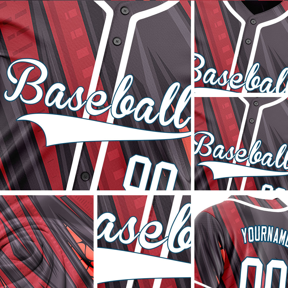 Custom Dark Red Dark Brown Lines Baseball Jersey