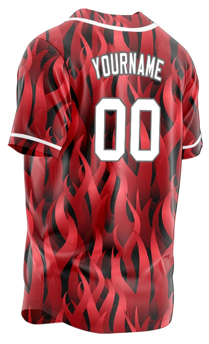 Custom Dark Red Fire Baseball Jersey