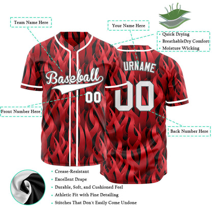 Custom Dark Red Fire Baseball Jersey