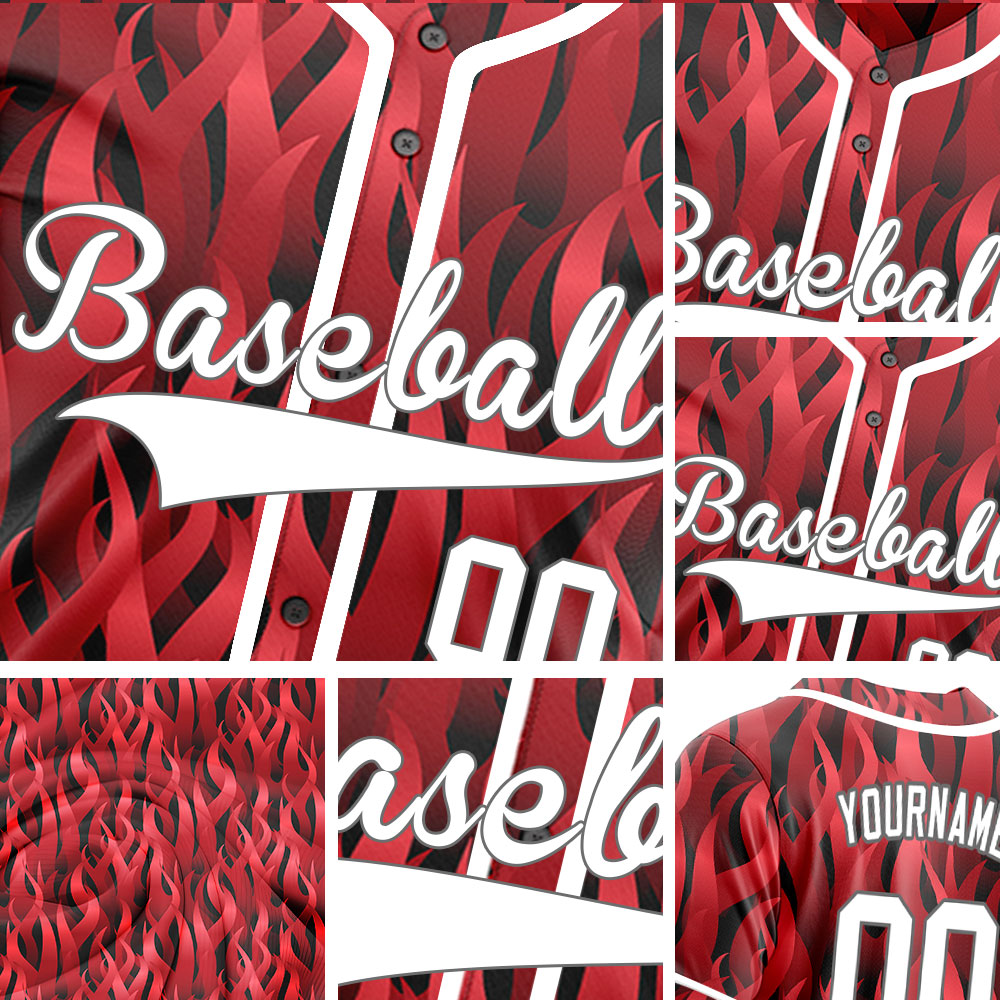 Custom Dark Red Fire Baseball Jersey