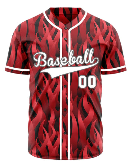Custom Dark Red Fire Baseball Jersey