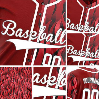 Custom Dark Red Fire Half Baseball Jersey