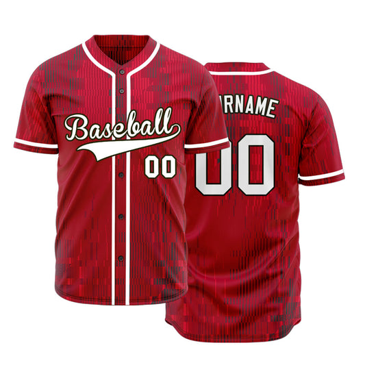 Custom Dark Red Grid Baseball Jersey