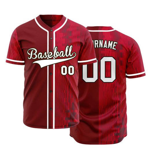 Custom Dark Red Grid Half Baseball Jersey