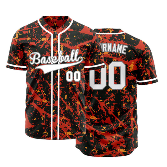 Custom Dark Red Orange Black Scratches Baseball Jersey