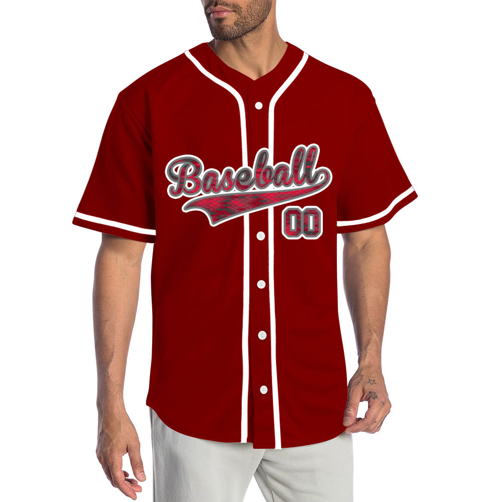 Custom Diamond Lattice Red Baseball Jersey