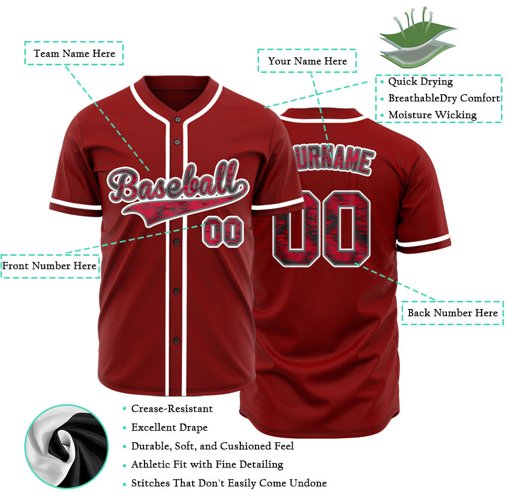 Custom Diamond Lattice Red Baseball Jersey