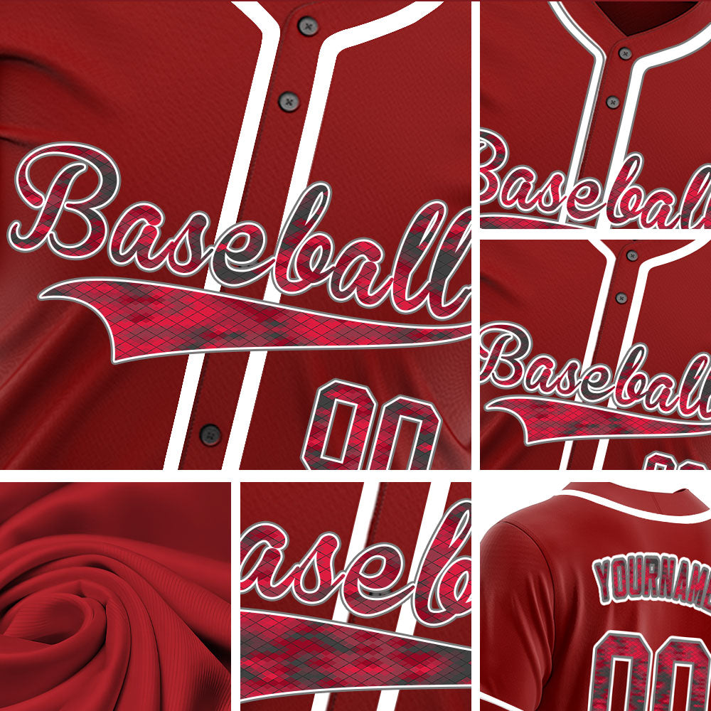 Custom Diamond Lattice Red Baseball Jersey