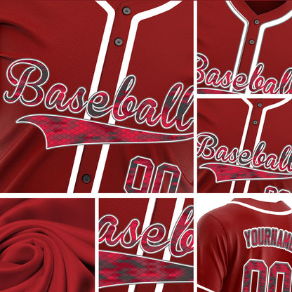 Custom Diamond Lattice Red Baseball Jersey