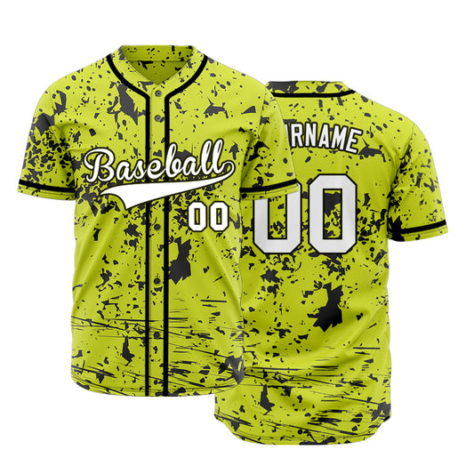 Custom Fluorescent Green Black Scratches Baseball Jersey