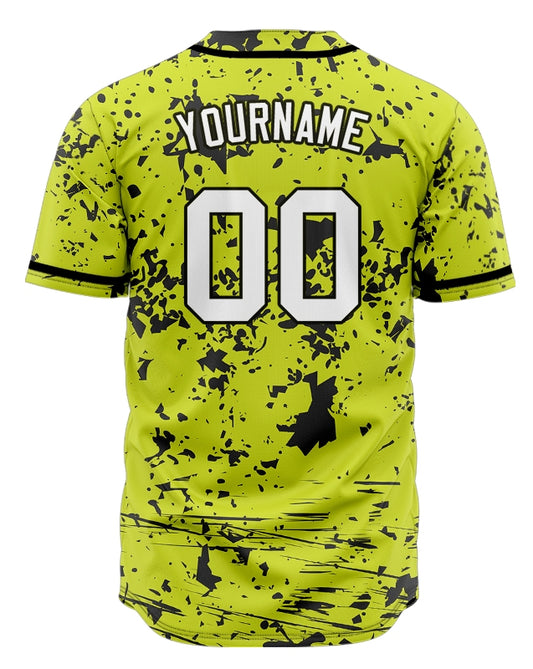 Custom Fluorescent Green Black Scratches Baseball Jersey