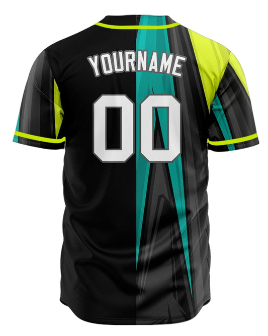 Custom Fluorescent Green Dark Green Half Baseball Jersey
