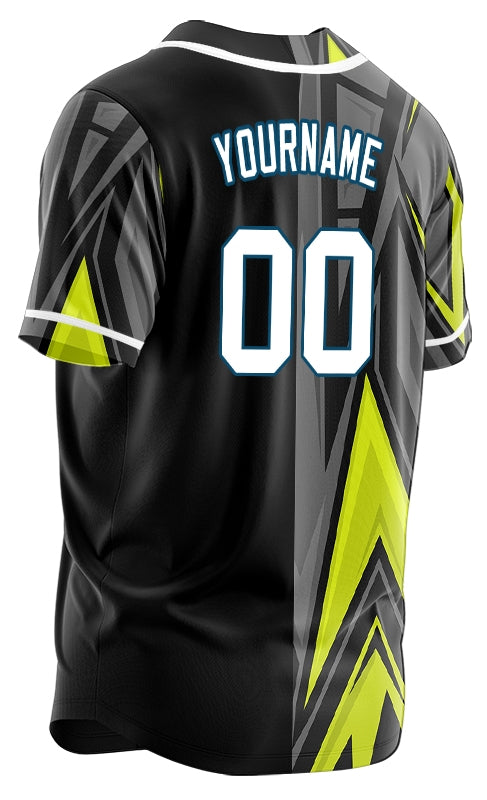 Custom Fluorescent Green Gray Lines Half Baseball Jersey