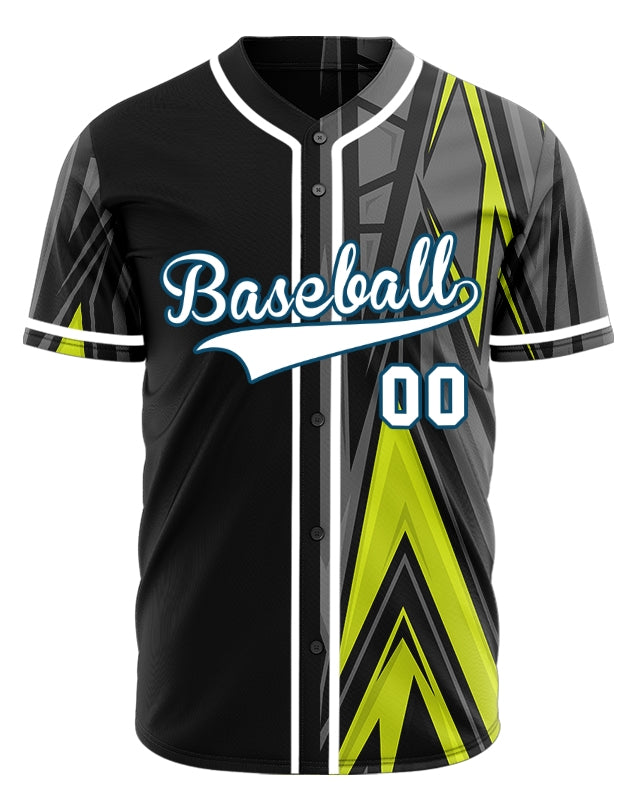 Custom Fluorescent Green Gray Lines Half Baseball Jersey