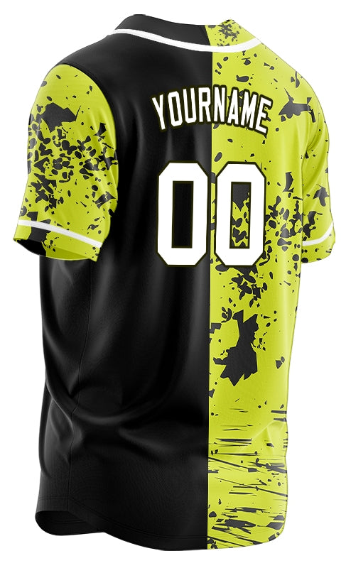 Custom Fluorescent Green Scratches Half Baseball Jersey