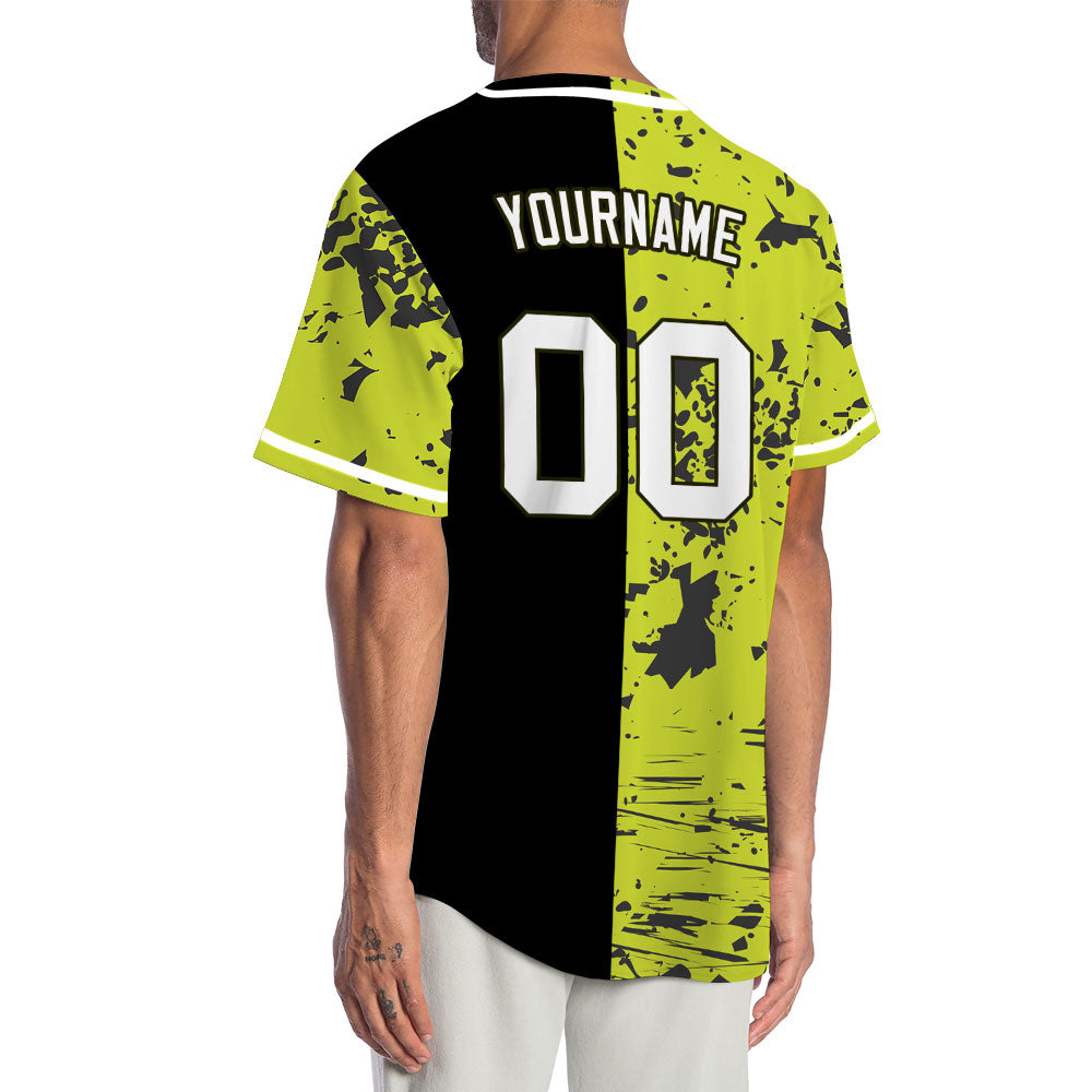 Custom Fluorescent Green Scratches Half Baseball Jersey