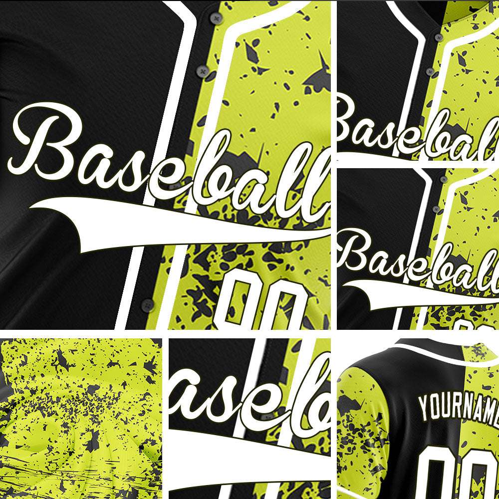 Custom Fluorescent Green Scratches Half Baseball Jersey