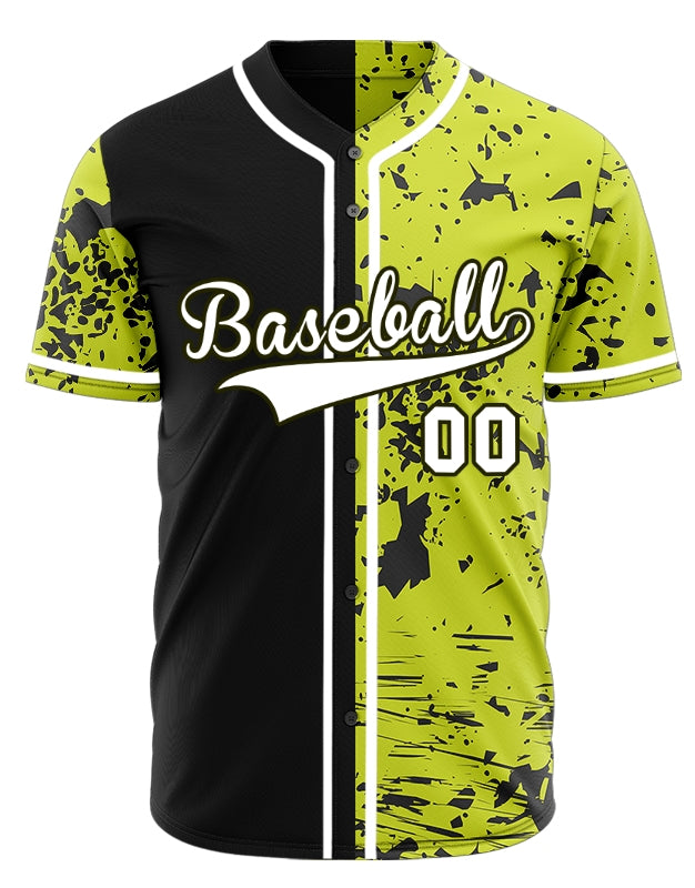 Custom Fluorescent Green Scratches Half Baseball Jersey