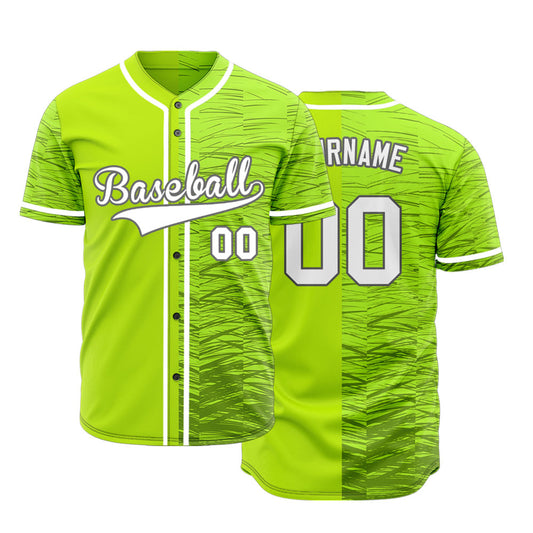 Custom Fluorescent Green Twill Half Baseball Jersey