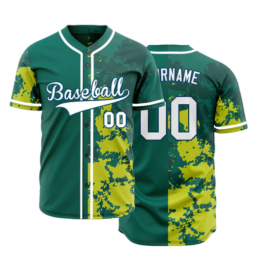 Custom Fluorescent Green Yellow Ink Half Baseball Jersey
