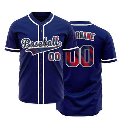 Custom Fuzzy Slash Red Blue Baseball Jersey