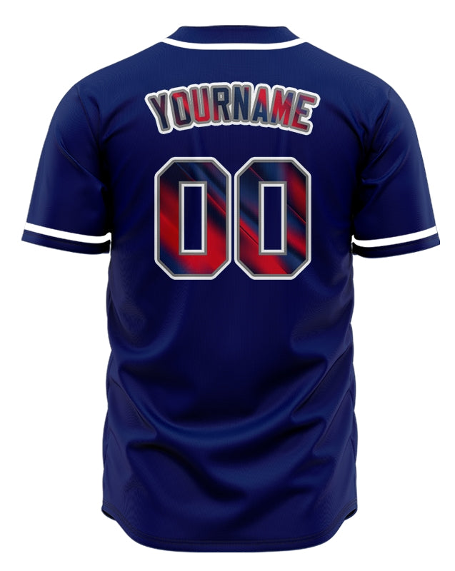 Custom Fuzzy Slash Red Blue Baseball Jersey