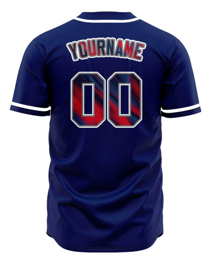 Custom Fuzzy Slash Red Blue Baseball Jersey