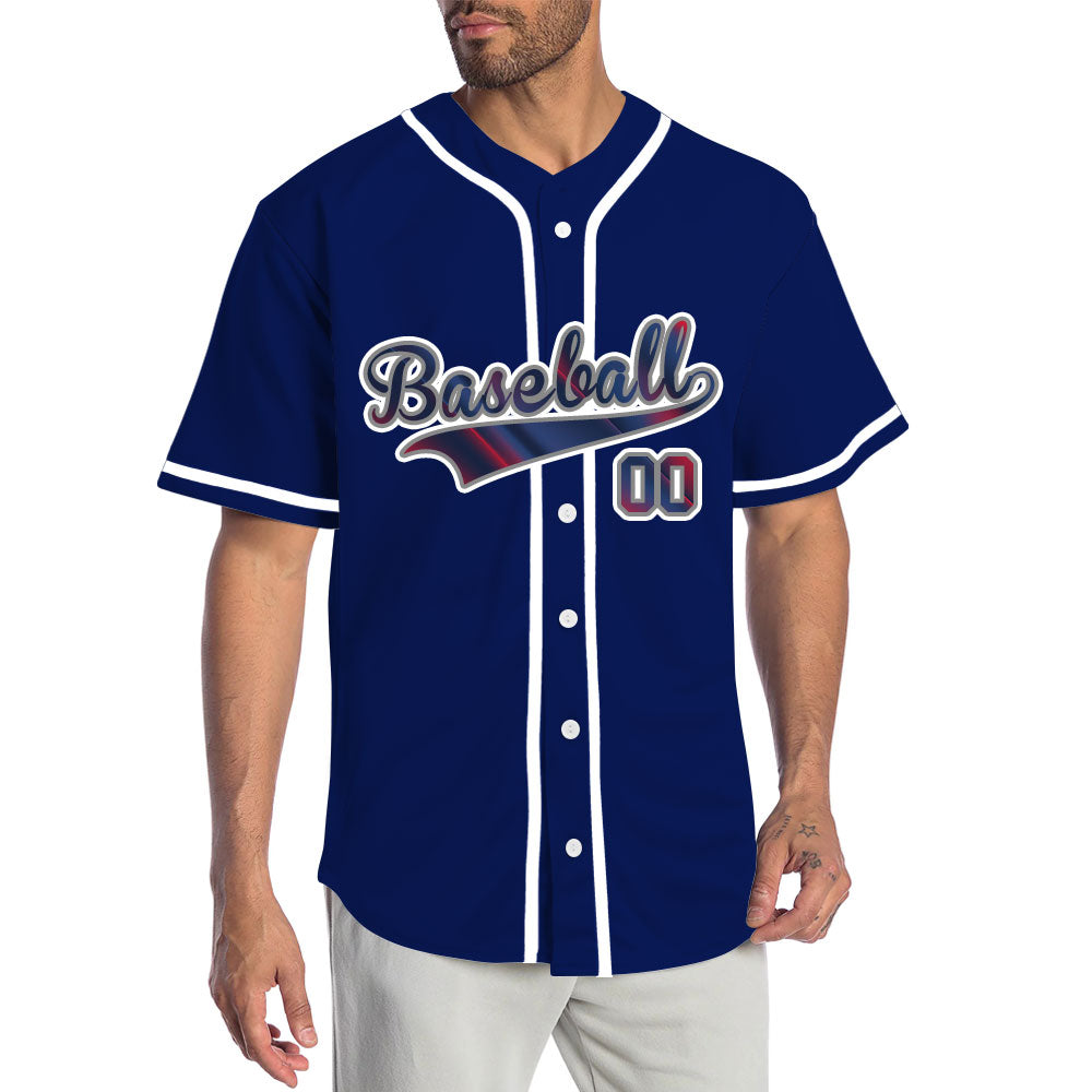 Custom Fuzzy Slash Red Blue Baseball Jersey