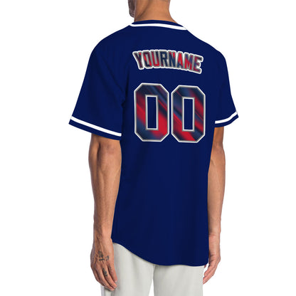 Custom Fuzzy Slash Red Blue Baseball Jersey