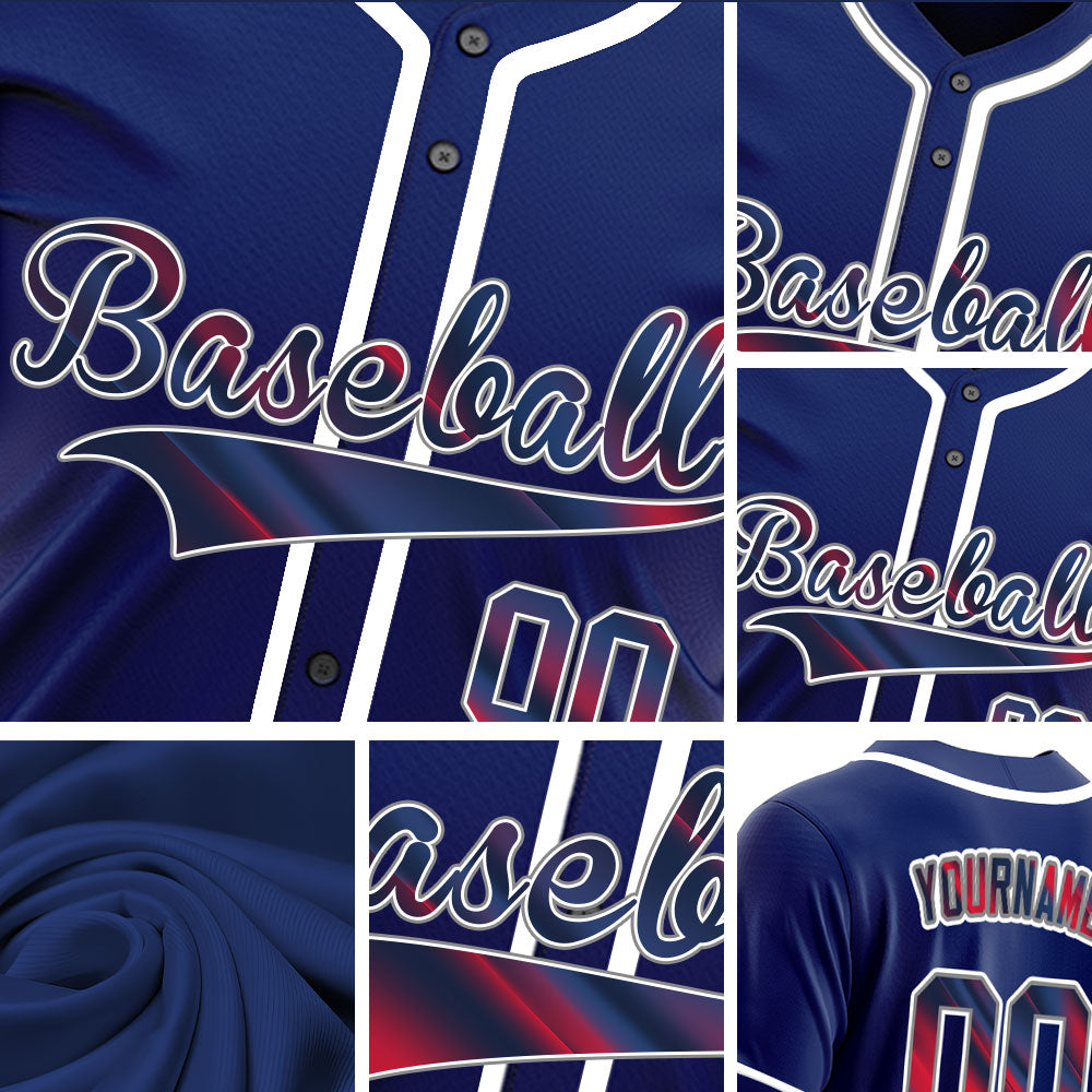 Custom Fuzzy Slash Red Blue Baseball Jersey