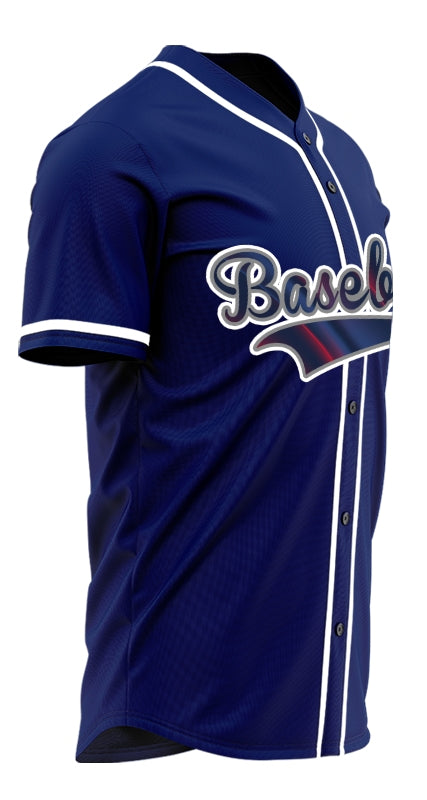 Custom Fuzzy Slash Red Blue Baseball Jersey