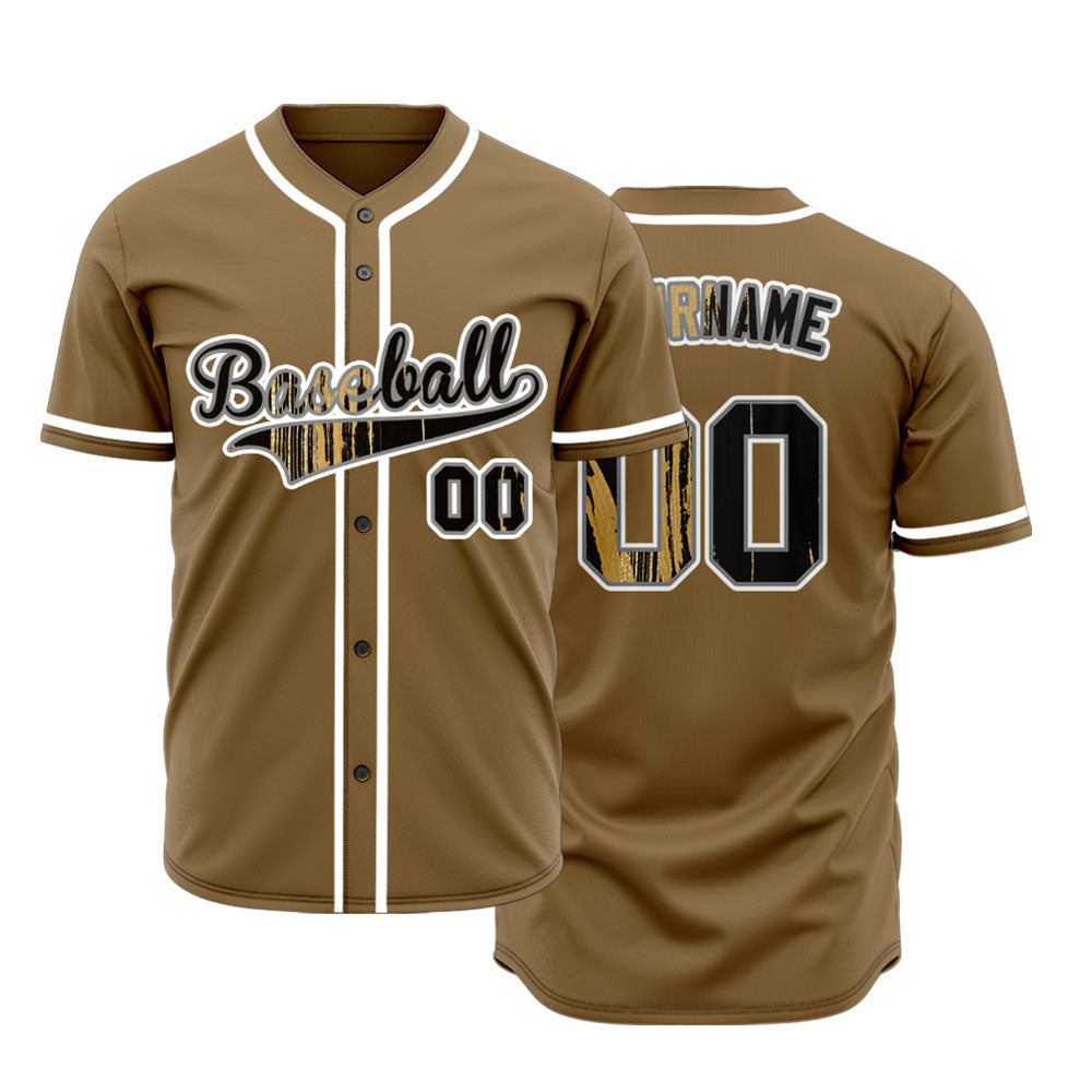 Custom Gold And Black Ink Baseball Jersey