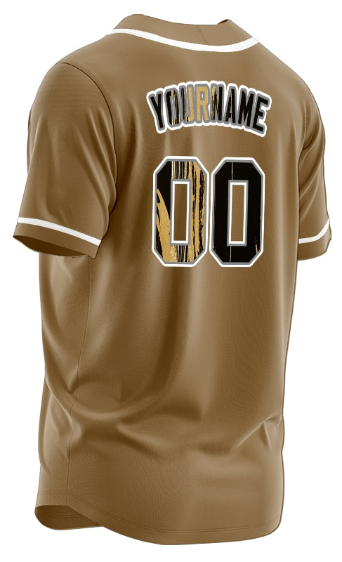 Custom Gold And Black Ink Baseball Jersey