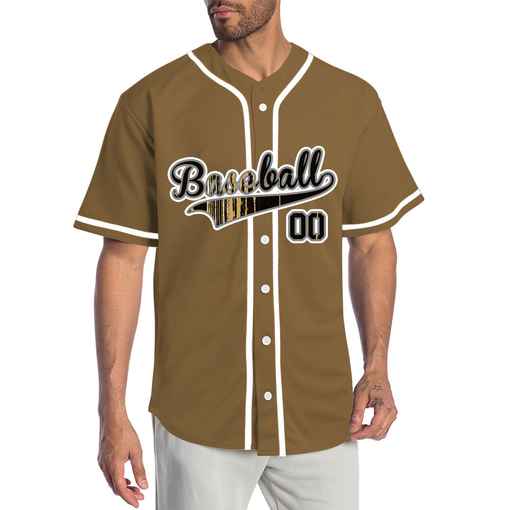 Custom Gold And Black Ink Baseball Jersey