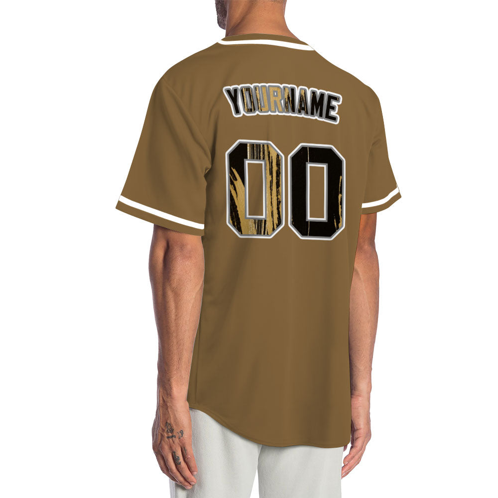 Custom Gold And Black Ink Baseball Jersey