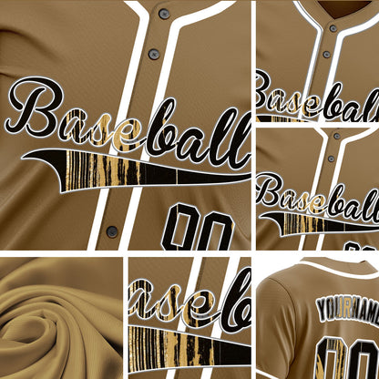 Custom Gold And Black Ink Baseball Jersey
