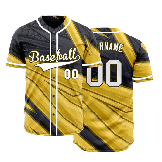 Custom Gold Black Lines Baseball Jersey