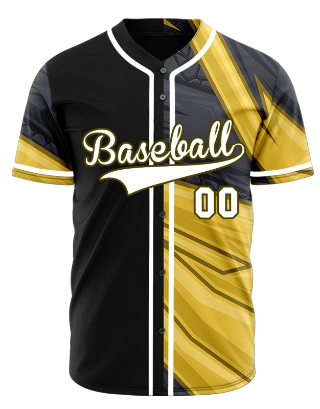 Custom Gold Black Lines Half Baseball Jersey