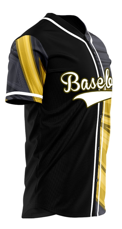 Custom Gold Black Lines Half Baseball Jersey