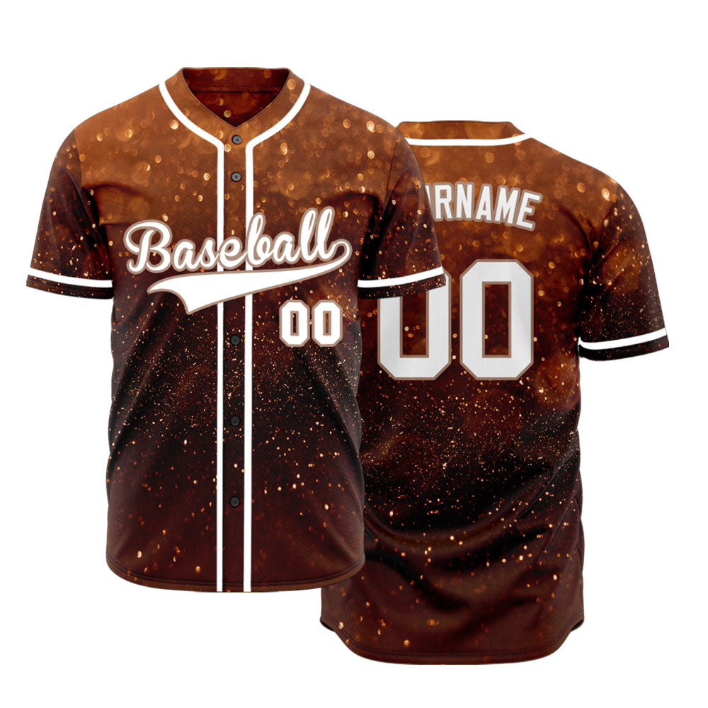 Custom Gold Brown Starry Sky Baseball Jersey