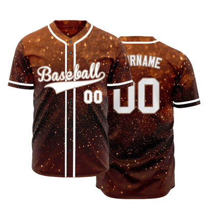 Custom Gold Brown Starry Sky Baseball Jersey