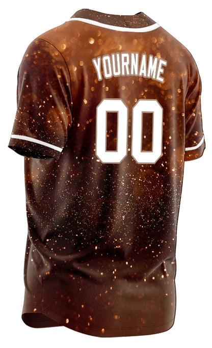 Custom Gold Brown Starry Sky Baseball Jersey
