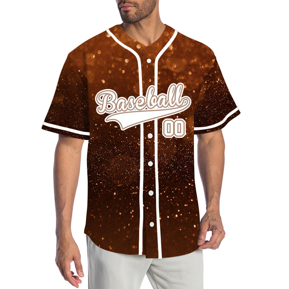 Custom Gold Brown Starry Sky Baseball Jersey