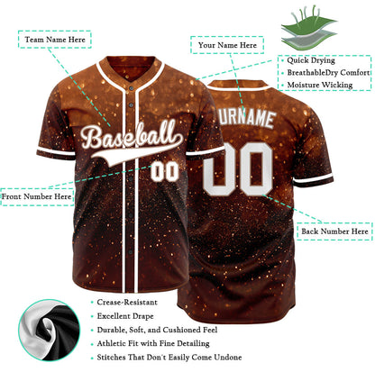 Custom Gold Brown Starry Sky Baseball Jersey