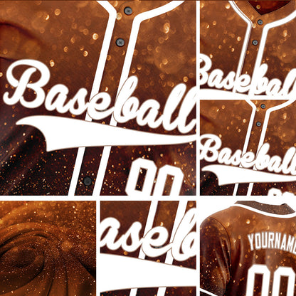 Custom Gold Brown Starry Sky Baseball Jersey